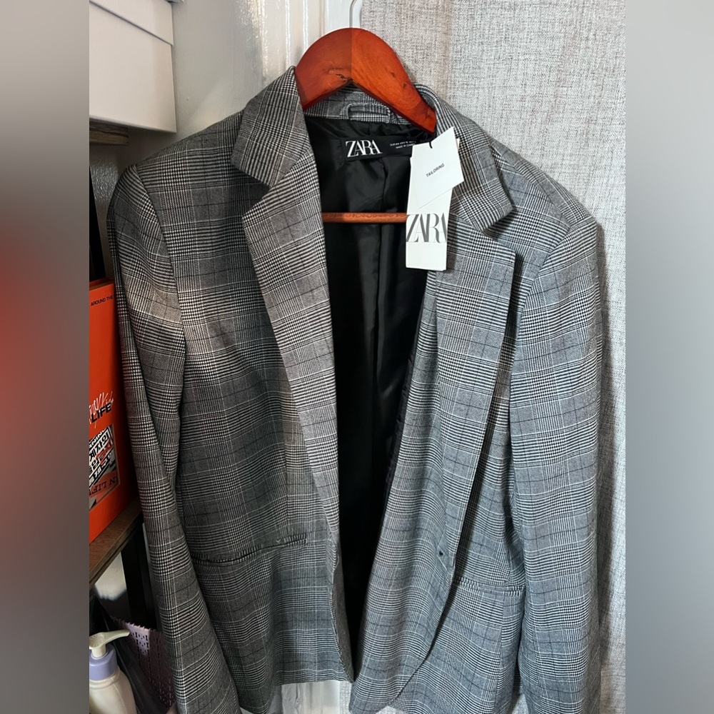 NWT PLAID BLAZER ZARA